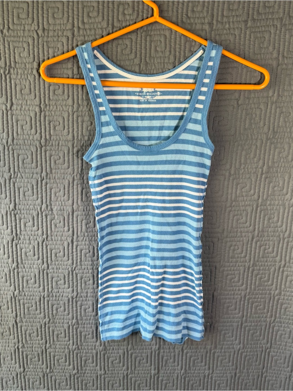 So Wear It Declare It Tank Top Women’s Medium Blue White Striped Cotton Blend